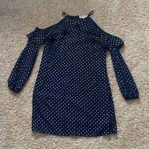 Michael Kors Navy and Gold Polka Dot Dress